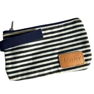 Leaper Striped Canvas Lined Cosmetic Travel Makeup Bag